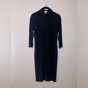 Brooks Brothers 346 Black Collared Button Down Above Knee Dress Size 6